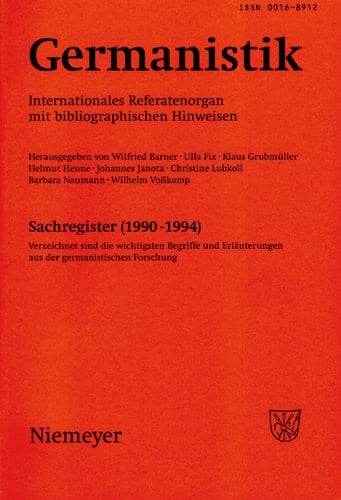 Germanistik, Sachregister (1990-1994) Verzeichnet sind die wichtigsten Begriffe und Erläuterungen aus der germanistischen Forschung