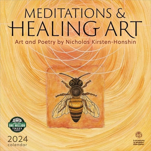 Meditations & Healing Art 2024 Wall Calendar: Art and Poetry by Nicholas Kirsten-Honshin | 12" x 24" Open | Amber Lotus Publishing