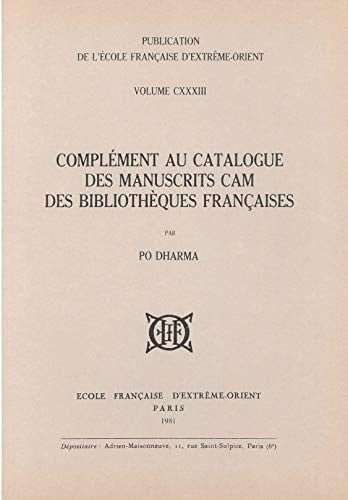 Complément au catalogue des manuscrits cam des bibliothèques françaises