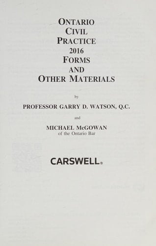 Ontario civil practice, 2016