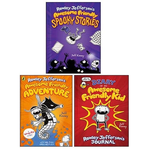 Jeff Kinney 3 Books Collection Set (Diary of an Awesome Friendly Kid, Rowley Jefferson's Awesome Friendly Adventure, Awesome Freindly Spookystories [Hardback])