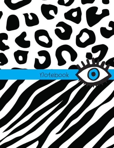 Evil Eye Leopard Zebra Print Journal Notebook: Stylish Black and White Leopard Zebra Print Composition Stripes Notebook