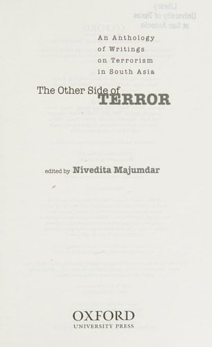 The Other Side of Terror: An Anthology of Writings on Terrorism in South Asia