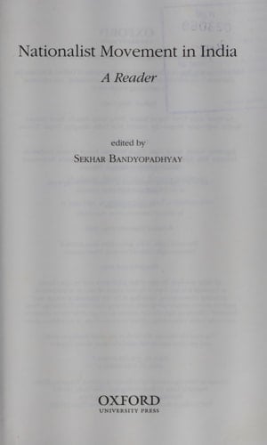 Nationalist Movement in India: A Reader