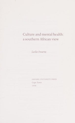 Culture and Mental Health: A Southern African View