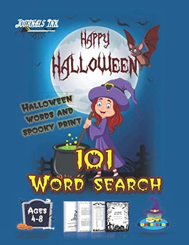 Halloween Word Search Book for Kids Ages 4-8 101 Puzzle Pages. Custom Art Interior. Cute Fun Gift! Young Witch W Preview. SUPER KIDZ