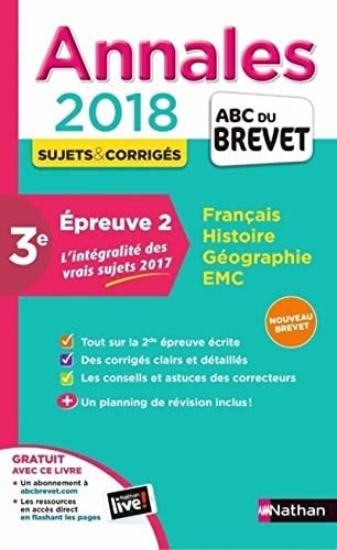 Epreuve 2 Français, Histoire-Géographie-EMC 3e Sujets & corrigés