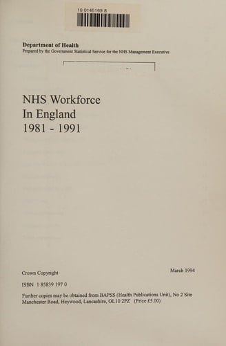 NHS Workforce in England 1981-1991