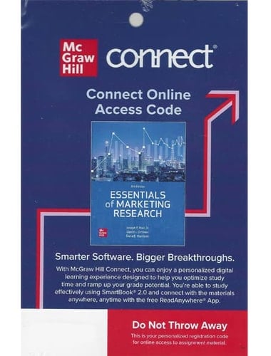 Connect Access Code Card for Essentials of Marketing Research, 6th edition