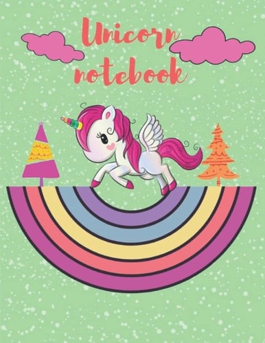 Unicorn Rainbow Snow Green Cover Lined Notebook for Kids: Lined Notebook Journal for Kids Boys and Girls to Write in and Jotting Down