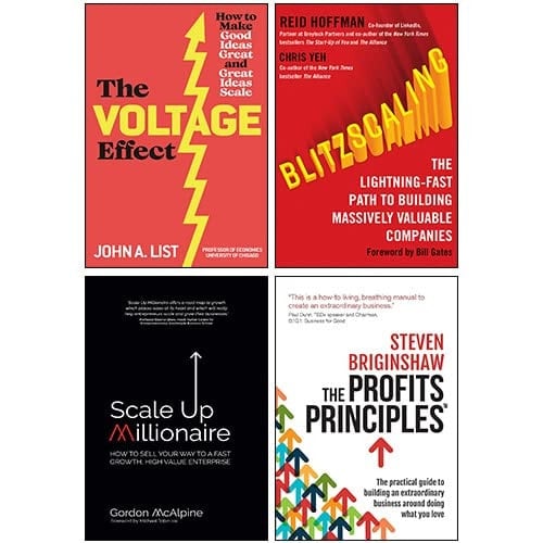 The Voltage Effect, Blitzscaling, Scale Up Millionaire, The Profits Principles 4 Books Collection Set