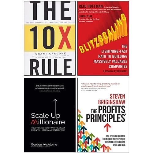 The 10X Rule [Hardcover], Blitzscaling, Scale Up Millionaire, The Profits Principles 4 Books Collection Set