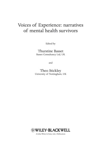 Voices of Experience : Narratives of Mental Health Survivors