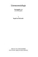 Literatursoziologie I. Begriff und Methodik
