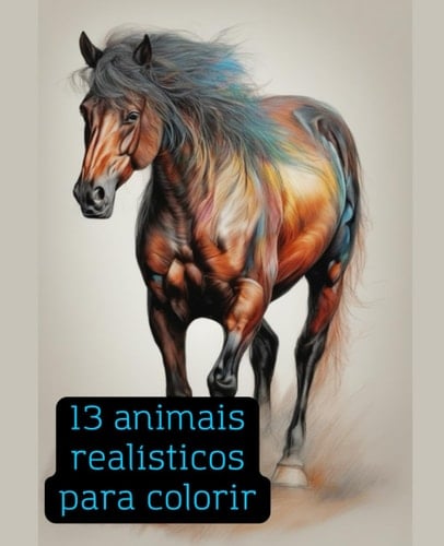 13 animais realísticos para colorir (Portuguese Edition)