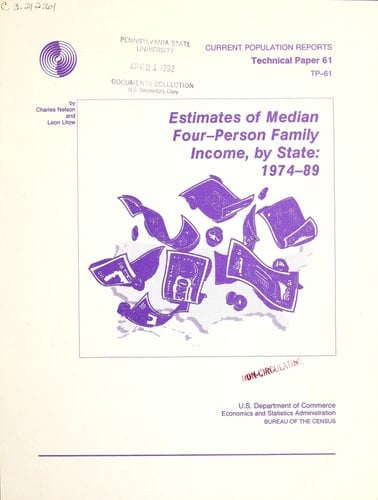 Estimates of median four-person family income, by state, 1974-89 (Current population reports)