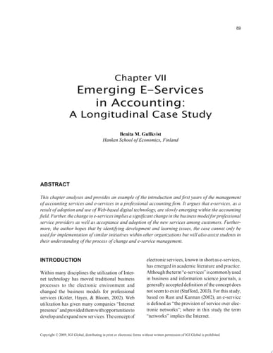 Emerging E-Services In Accounting A Longitudinal Case Study