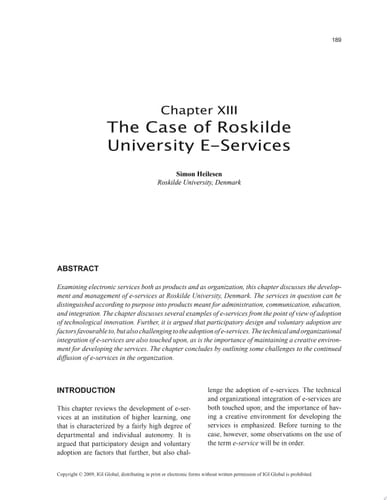 The Case of Roskilde University E-Services