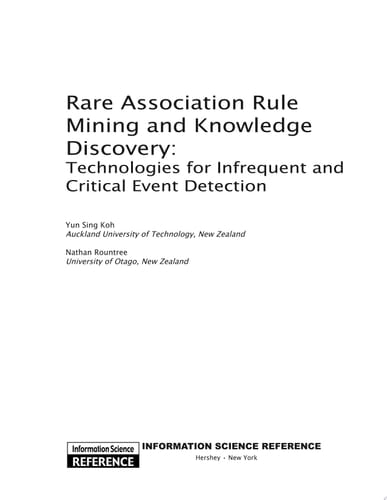 Rare Association Rule Mining and Knowledge Discovery
