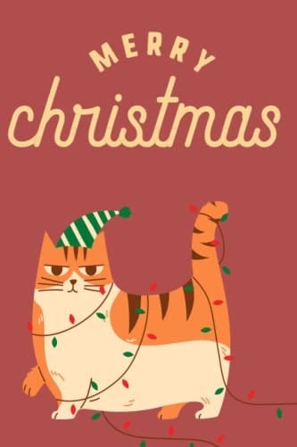 Merry Christmas: lined notes, Christmas theme, Christmas cat