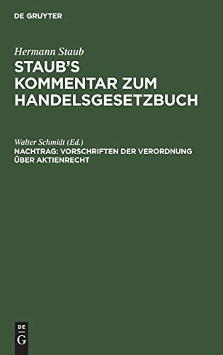 Vorschriften der Verordnung über Aktienrecht Vom 19. Sept. 1931
