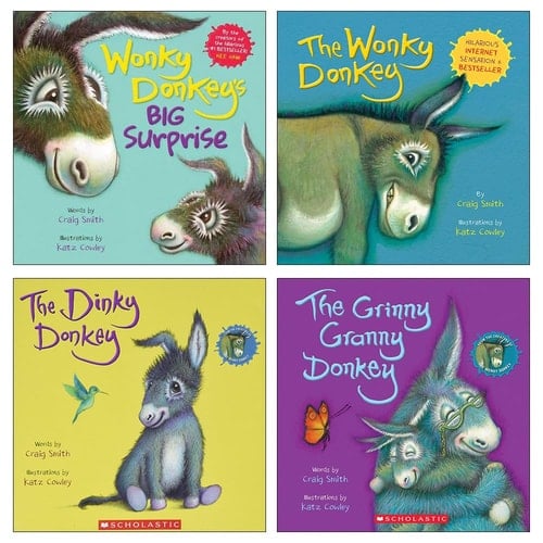 Wonky Donkey Series Collection 4 Books Set By Craig Smith (Wonky Donkey's Big Surprise, The Grinny Granny Donkey, The Dinky Donkey, The Wonky Donkey)