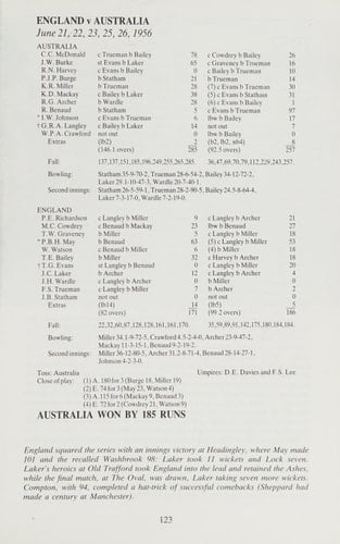 The Lord's Test, 1884-1989