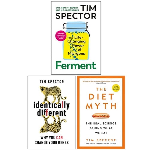 Tim Spector 3 Books Collection Set (Ferment, Identically Different & The Diet Myth The Real Science Behind What We Eat)