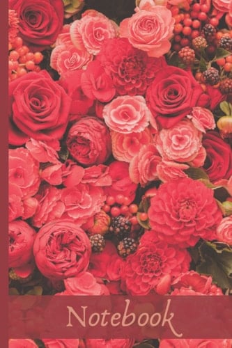 Pink Floral Notebook: Wide-lined, 120 page notebook with year and month at a glance pages and positive quote