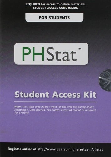 PHStat for Pearson 5x7 Valuepack Access Code Card