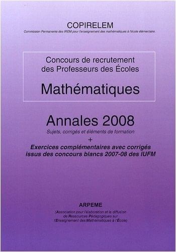 Mathématiques concours de recrutement des professeurs des écoles