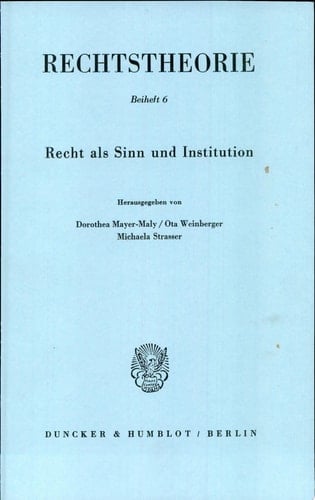 Recht als Sinn und Institution
