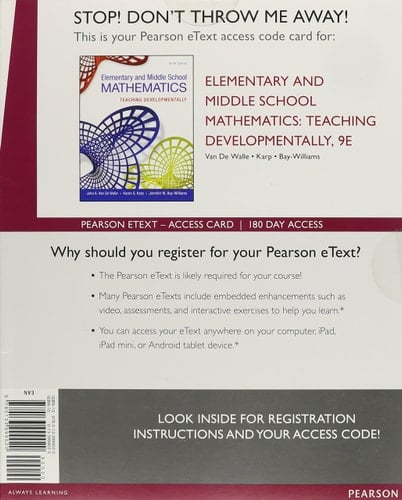 Elementary and Middle School Mathematics Access Card Teaching Developmentally
