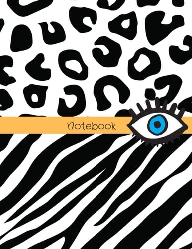 Evil Eye Leopard Zebra Print Journal Notebook: Stylish Black and White Leopard Zebra Print Composition Stripes Notebook
