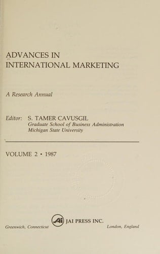 Advances in International Marketing A Research Annual