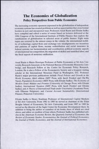 The Economics of Globalization Policy Perspectives from Public Economics