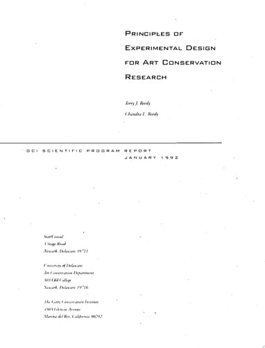 Principles of Experimental Design for Art Conservation Research
