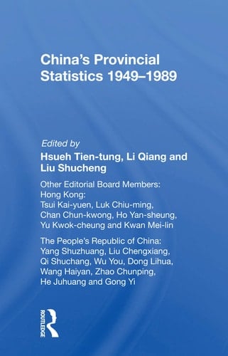 China's Provincial Statistics 1949 - 1989