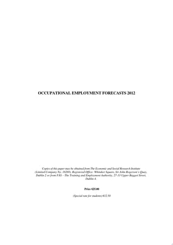Occupational Employment Forecasts 2012