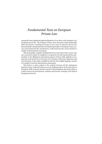 Fundamental Texts on European Private Law