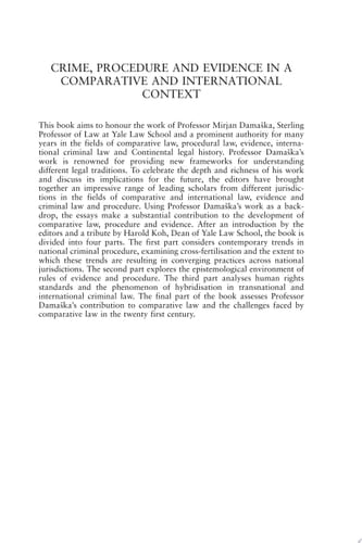 Crime, Procedure and Evidence in a Comparative and International Context