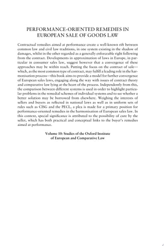 Performance-Oriented Remedies in European Sale of Goods Law