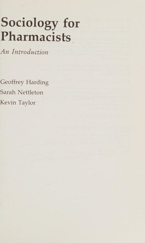 Sociology for Pharmacists An Introduction