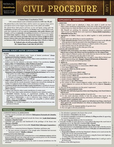 Civil Procedure QuickStudy Laminated Reference Guide