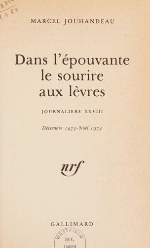 Dans l'épouvante le sourire aux lèvres décembre 1973-Noël 1974