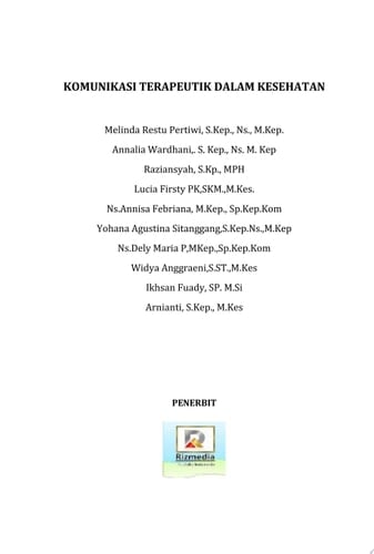 KOMUNIKASI TERAPEUTIK DALAM KESEHATAN