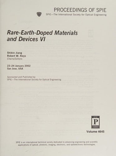 Rare-earth-doped Materials and Devices VI 23-24 January, 2002, San Jose, [California] USA
