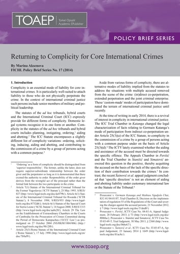 Returning to Complicity for Core International Crimes