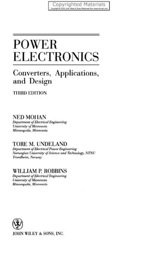 Power Electronics: Converters, Applications, and Design