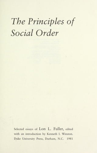 The principles of social order